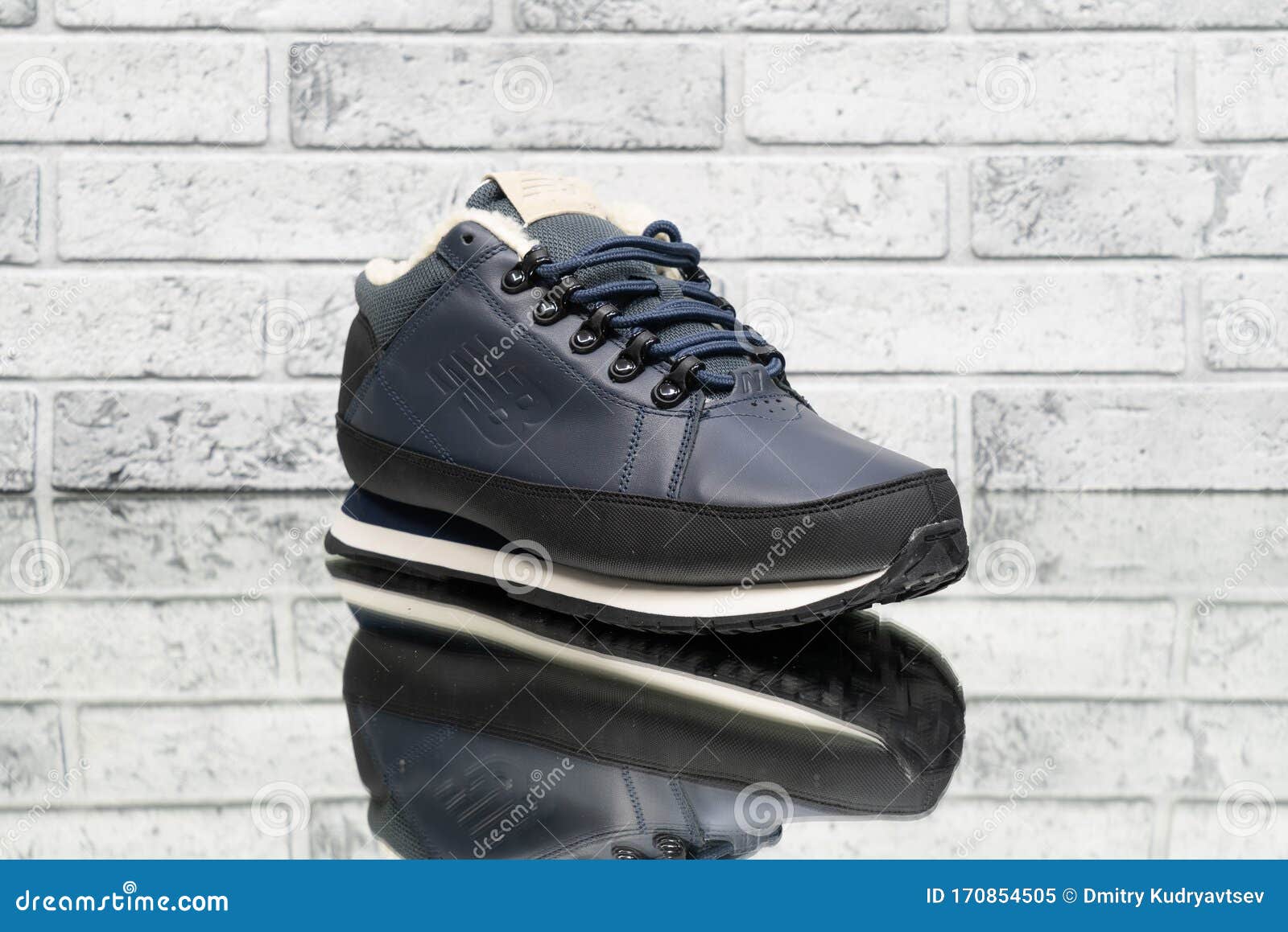 New Balance 754 Fur Leather Dark Navy Sneakers. Editorial Image - Image ...