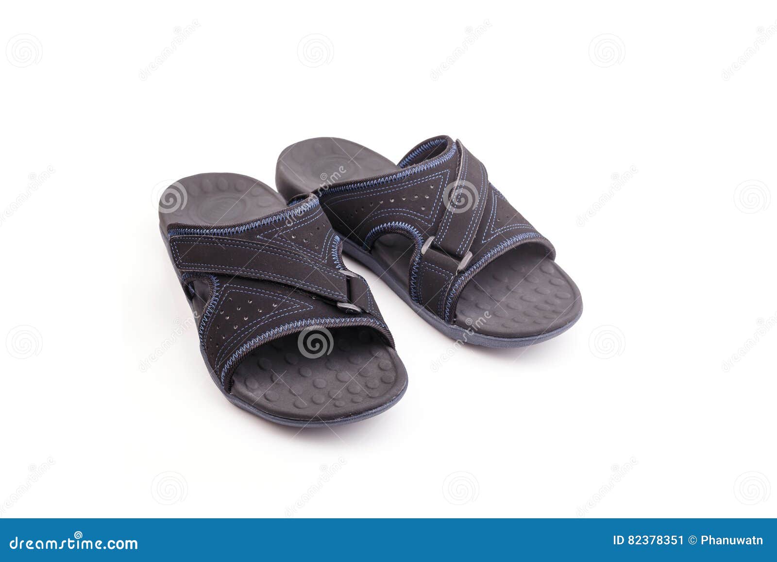 New Black Men S Sandals Isolated on White Stock Image - Image of ...