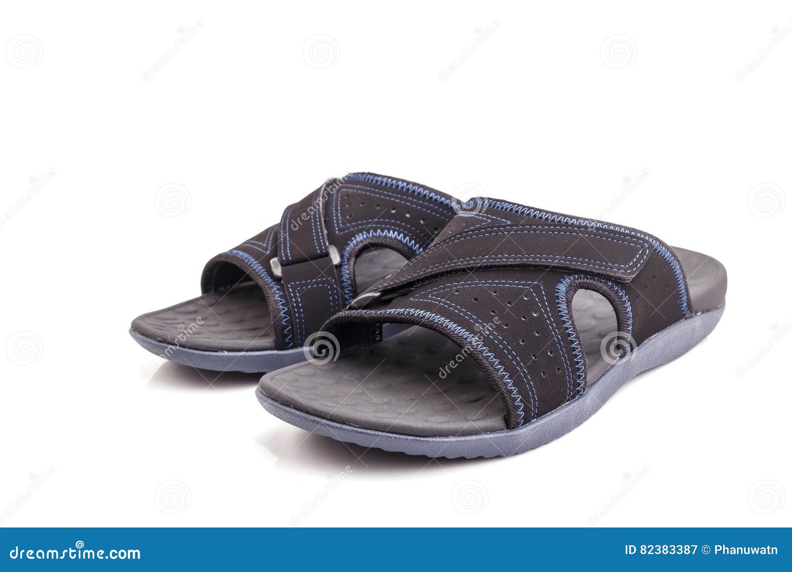 New Black Men S Sandals Isolated on White Stock Image - Image of right ...