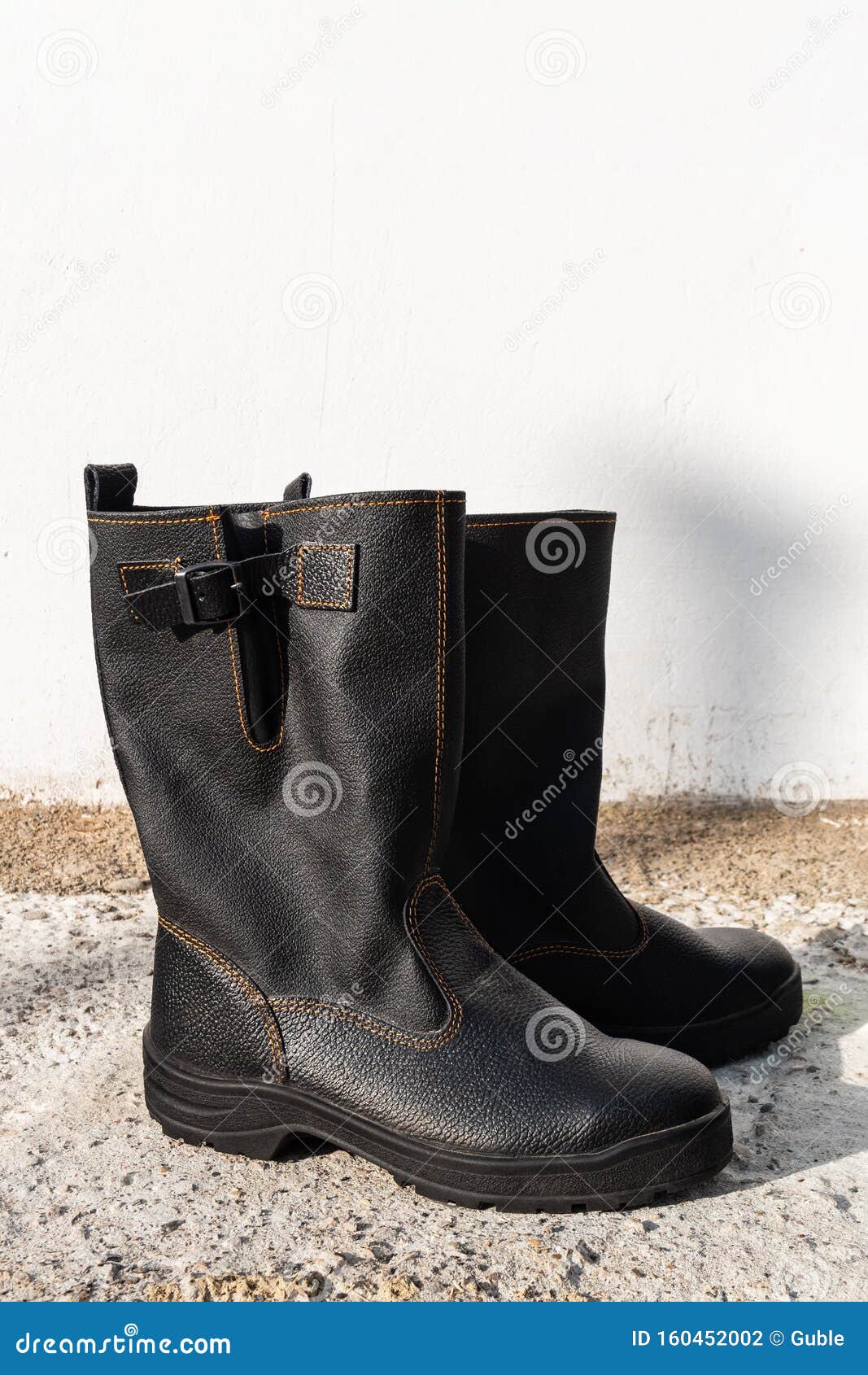 New Black Polished Male High Boots. Vertical Image Stock Photo Image