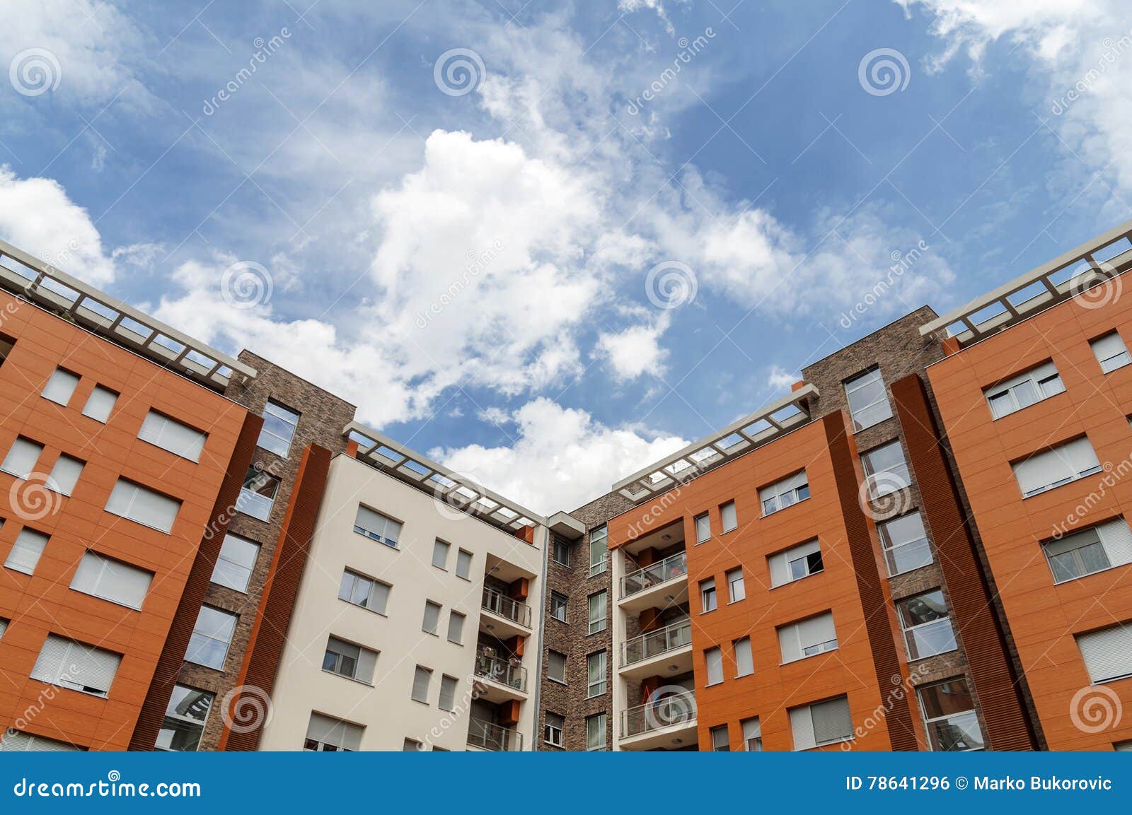 New Block of Modern Apartments and Blue Sky Stock Photo Image of