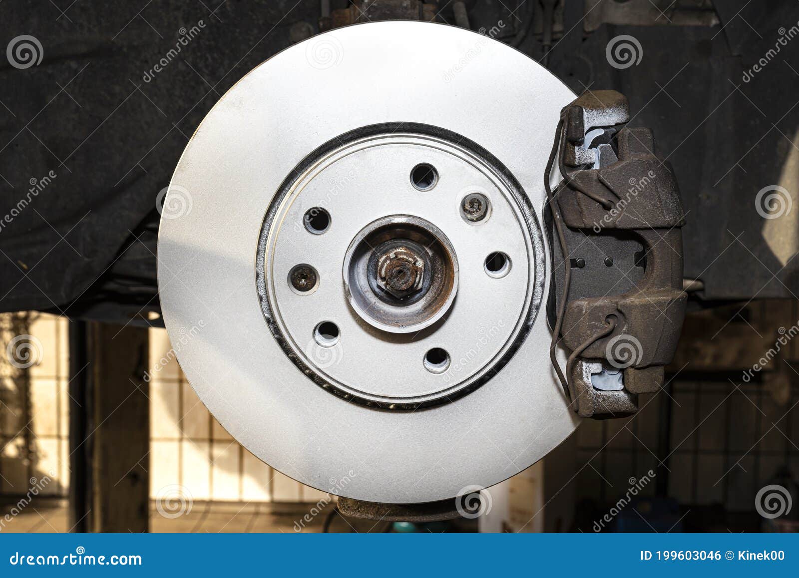 New Brake Disc with an Anticorrosion Layer, Mounted on the Front Hub