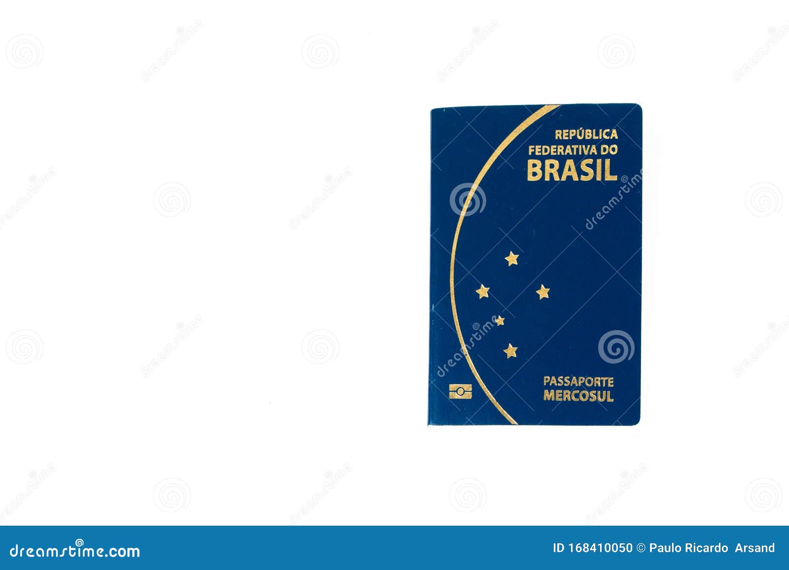 new brazilian passport ina white background with copy space.