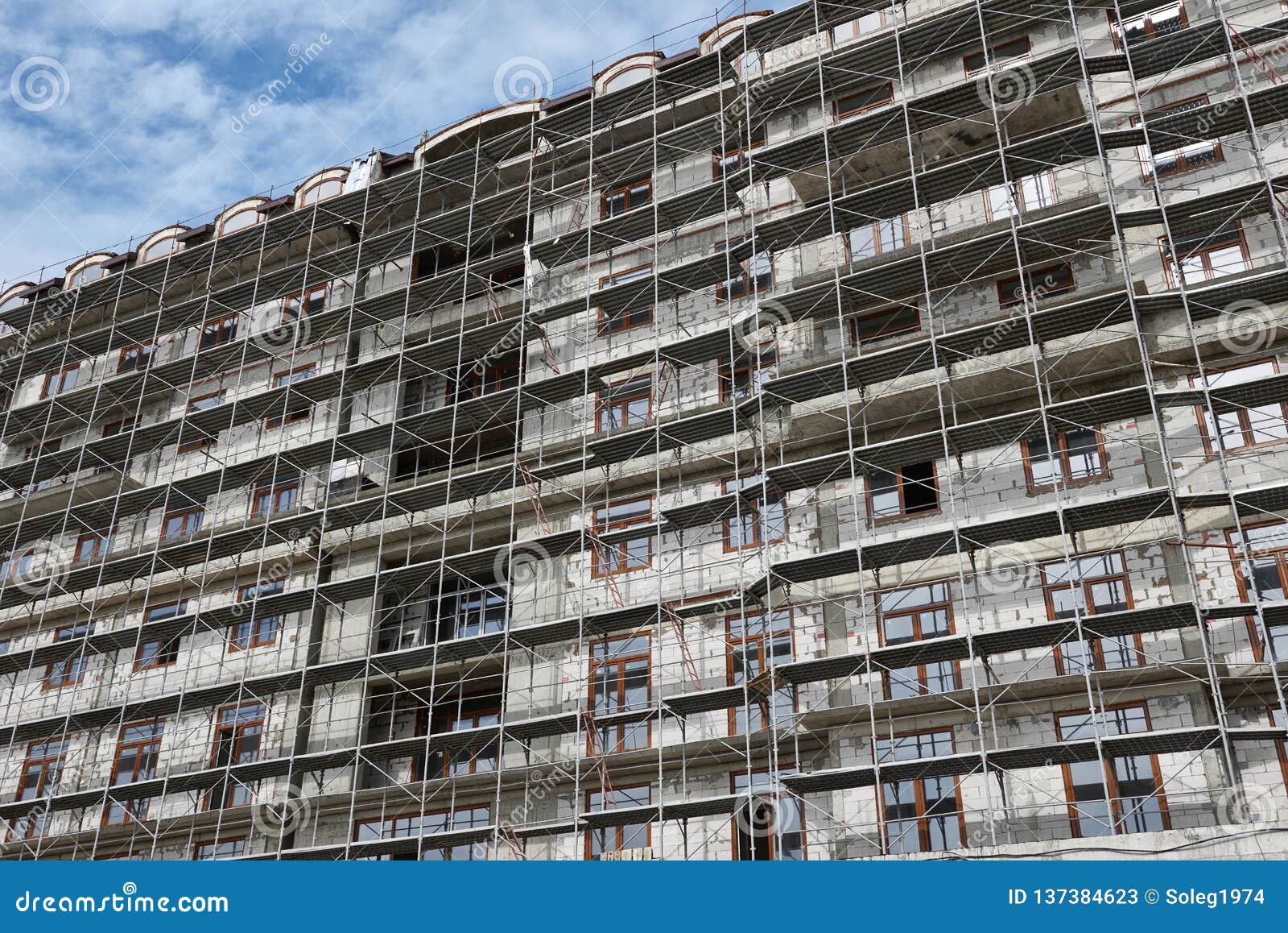 New Building Under Construction, Scaffolding and Concrete Stock Image