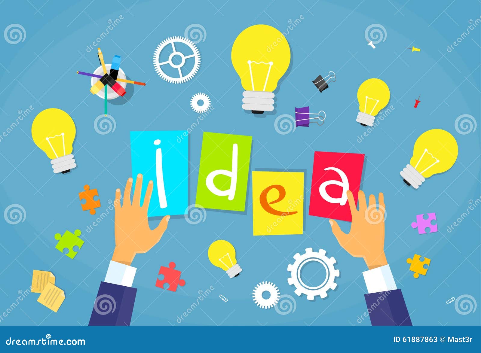 New Business Idea Concept Businessman Hands Desk Stock Vector ...