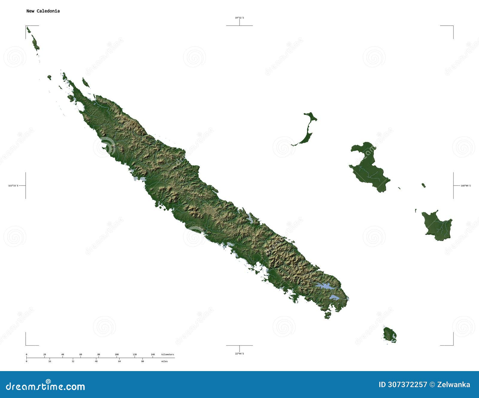 New Caledonia Shape on White. Pale Stock Illustration - Illustration of
