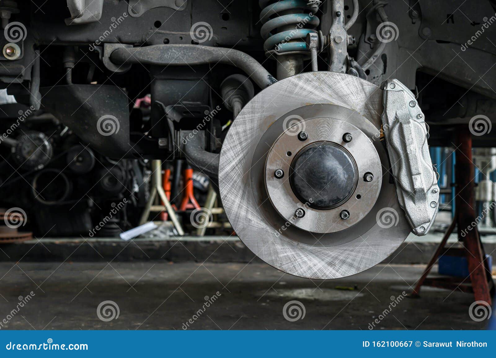 New Car Brake System Replacement, Brake Disc, Brake Caliper Stock Image