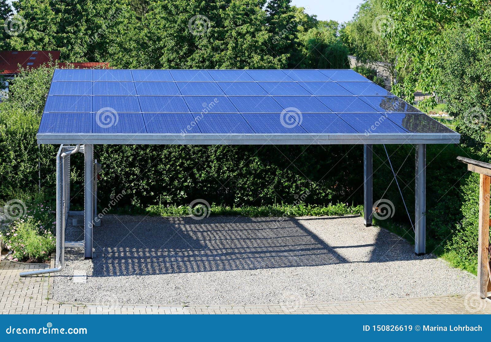 New Carport With Semi Transparent Photovoltaik Moduls Stock Image Image Of Building Alternative 150826619