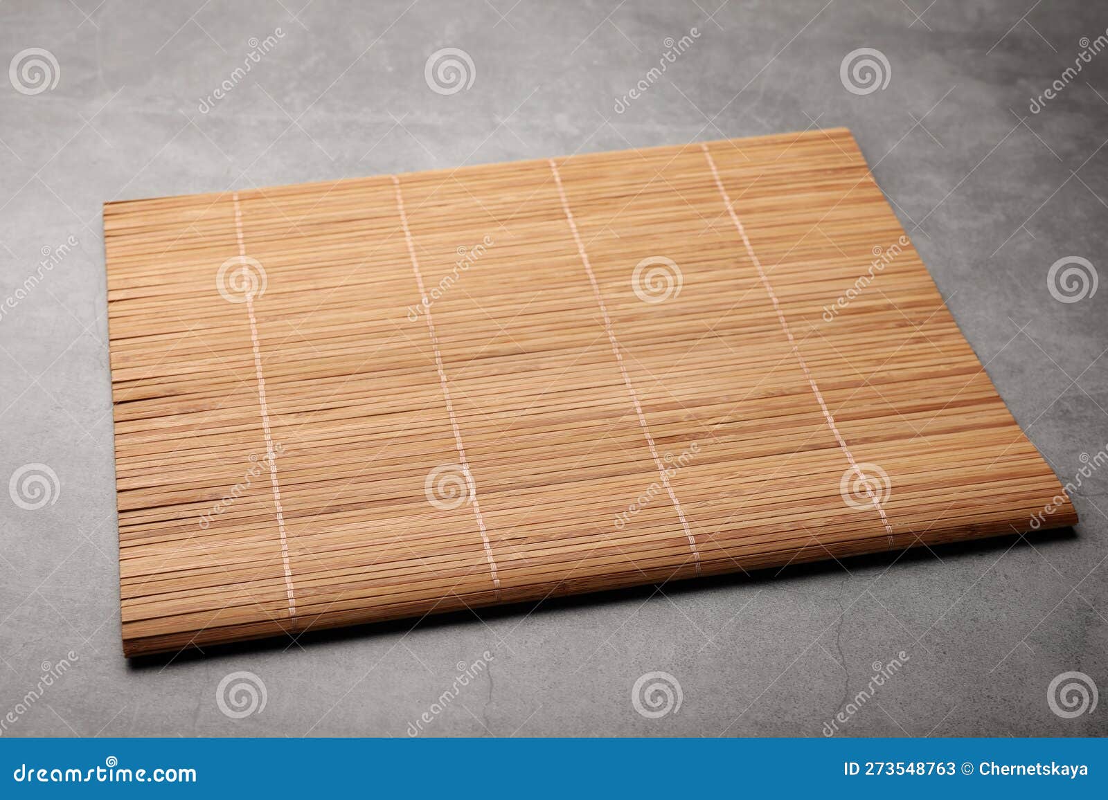 New Clean Bamboo Mat on Grey Table Stock Image Image of natural