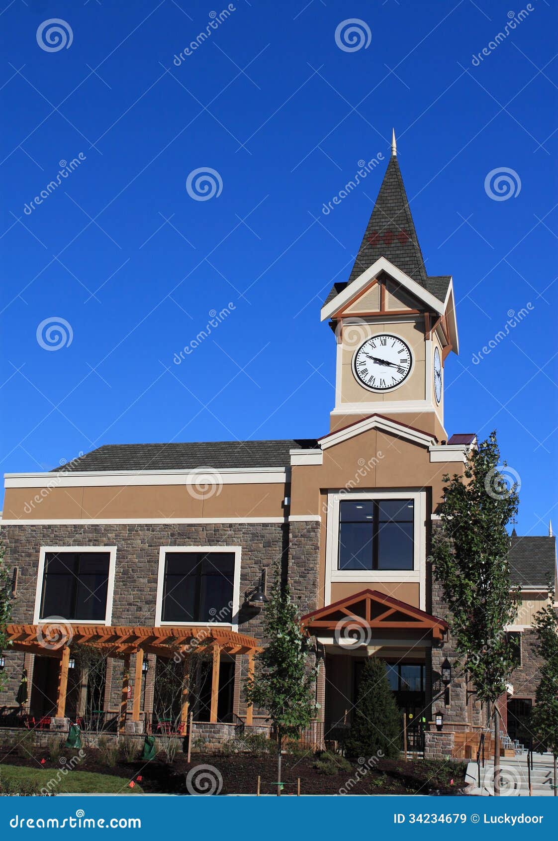 Clocktower stock image. Image of shops, sale, sell, construction 34234679
