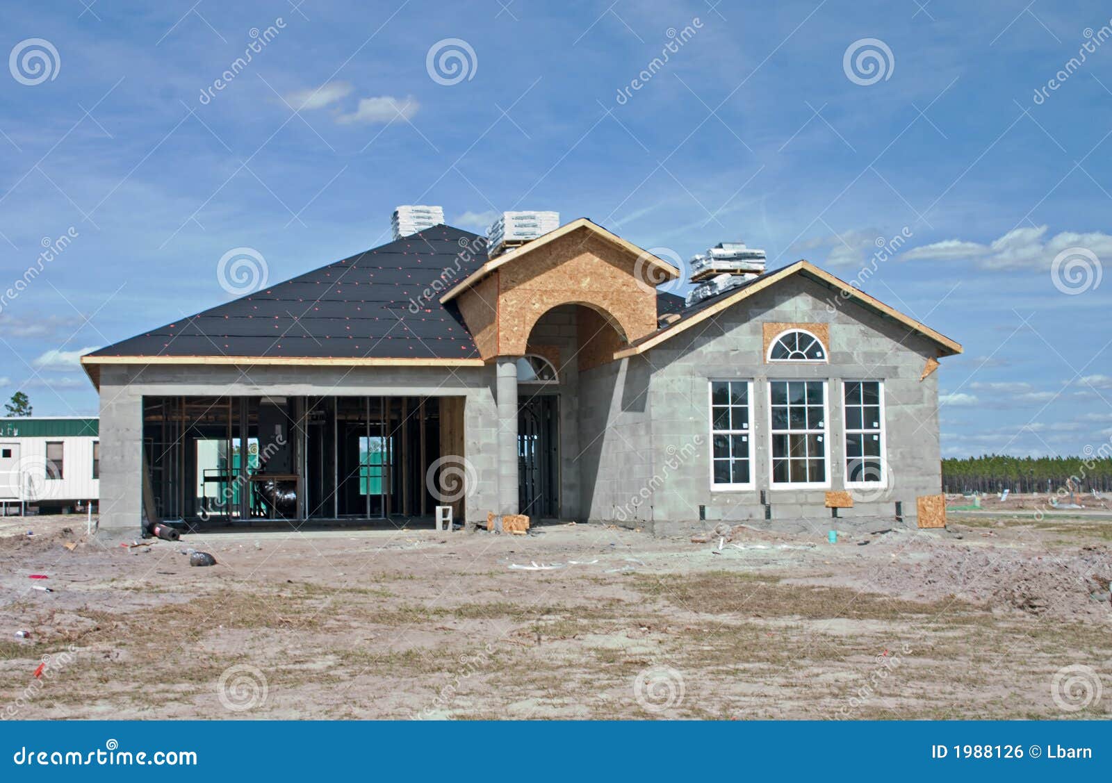 New Concrete Block Home Construction Stock Photo - Image: 1988126