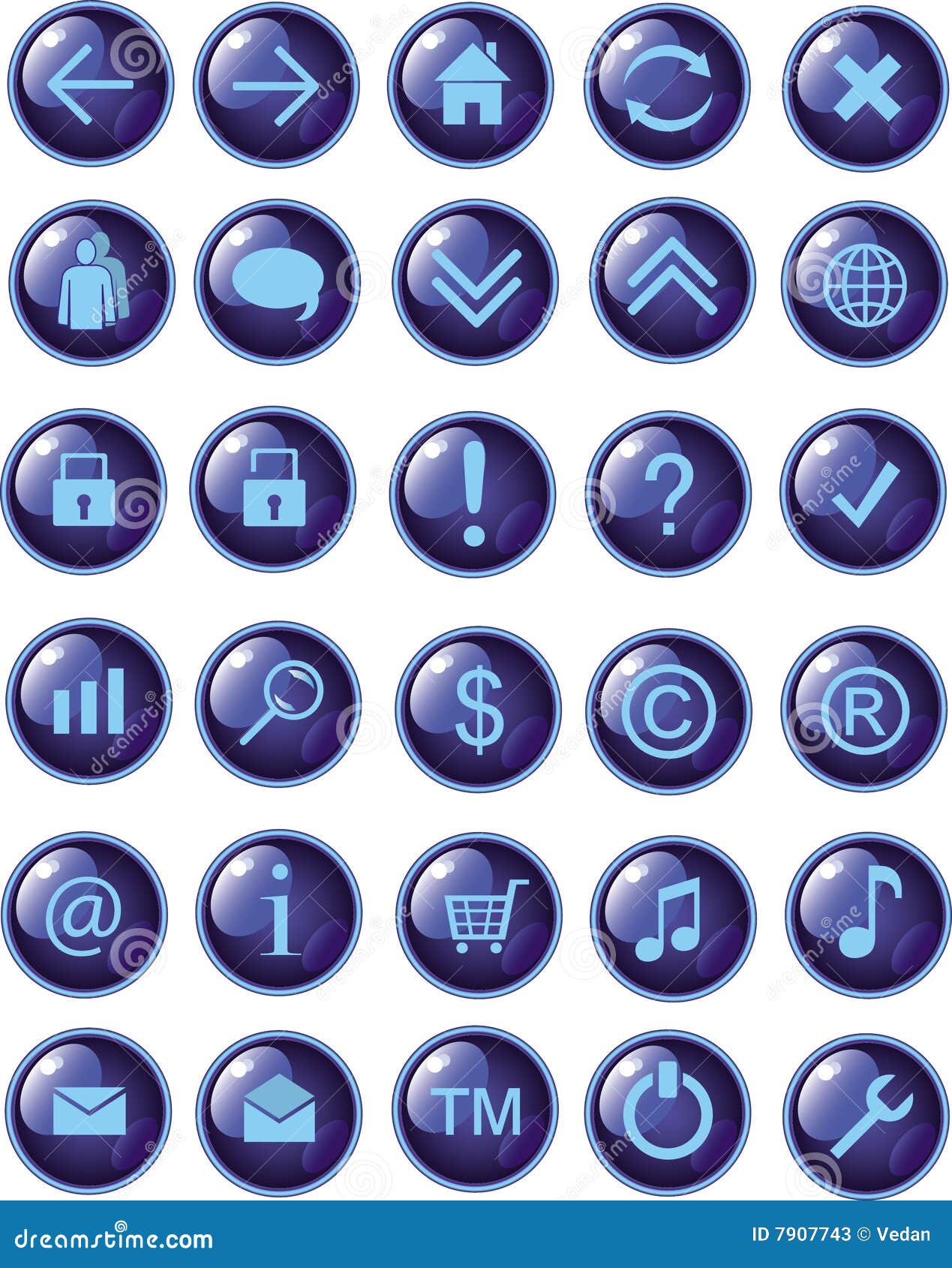 new dark blue web icons, buttons