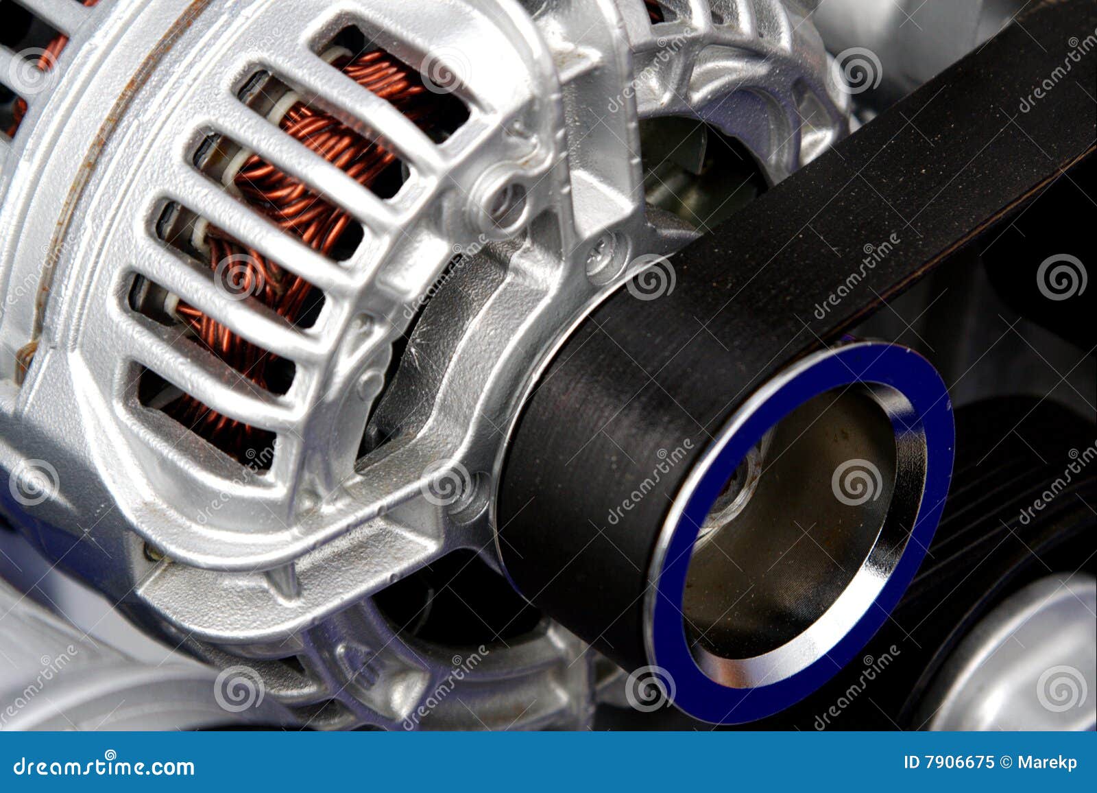new engine closeup. alternator