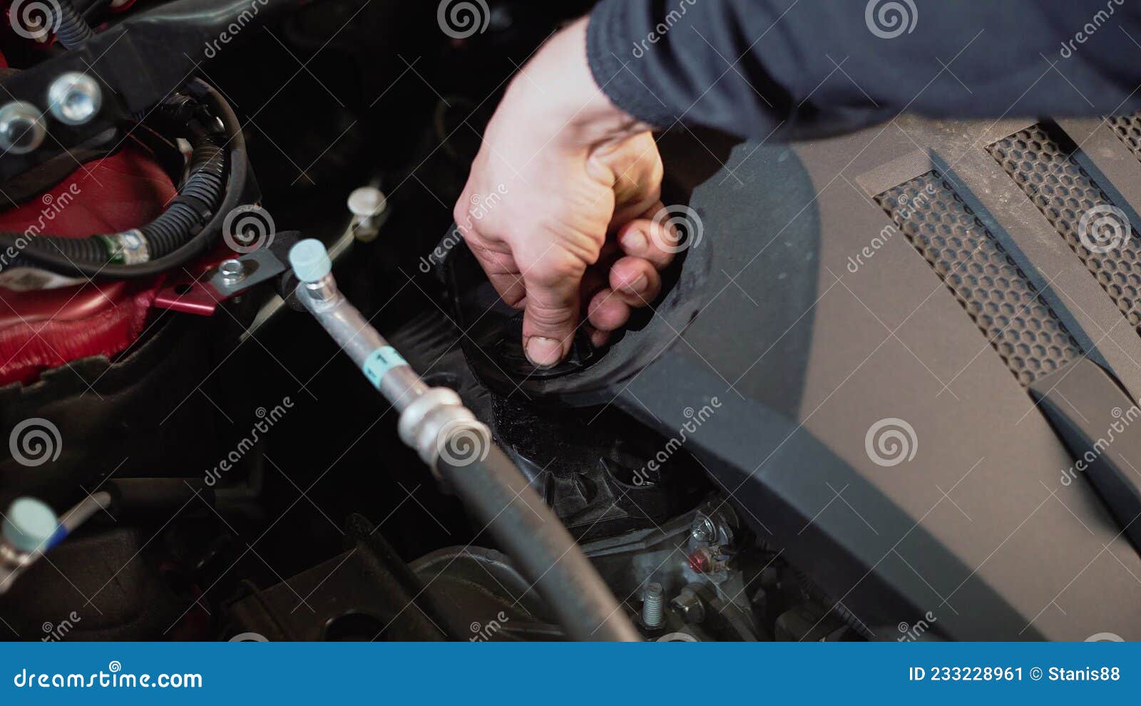 New Engine Oil is Poured into the Engine. Replacement of Technical