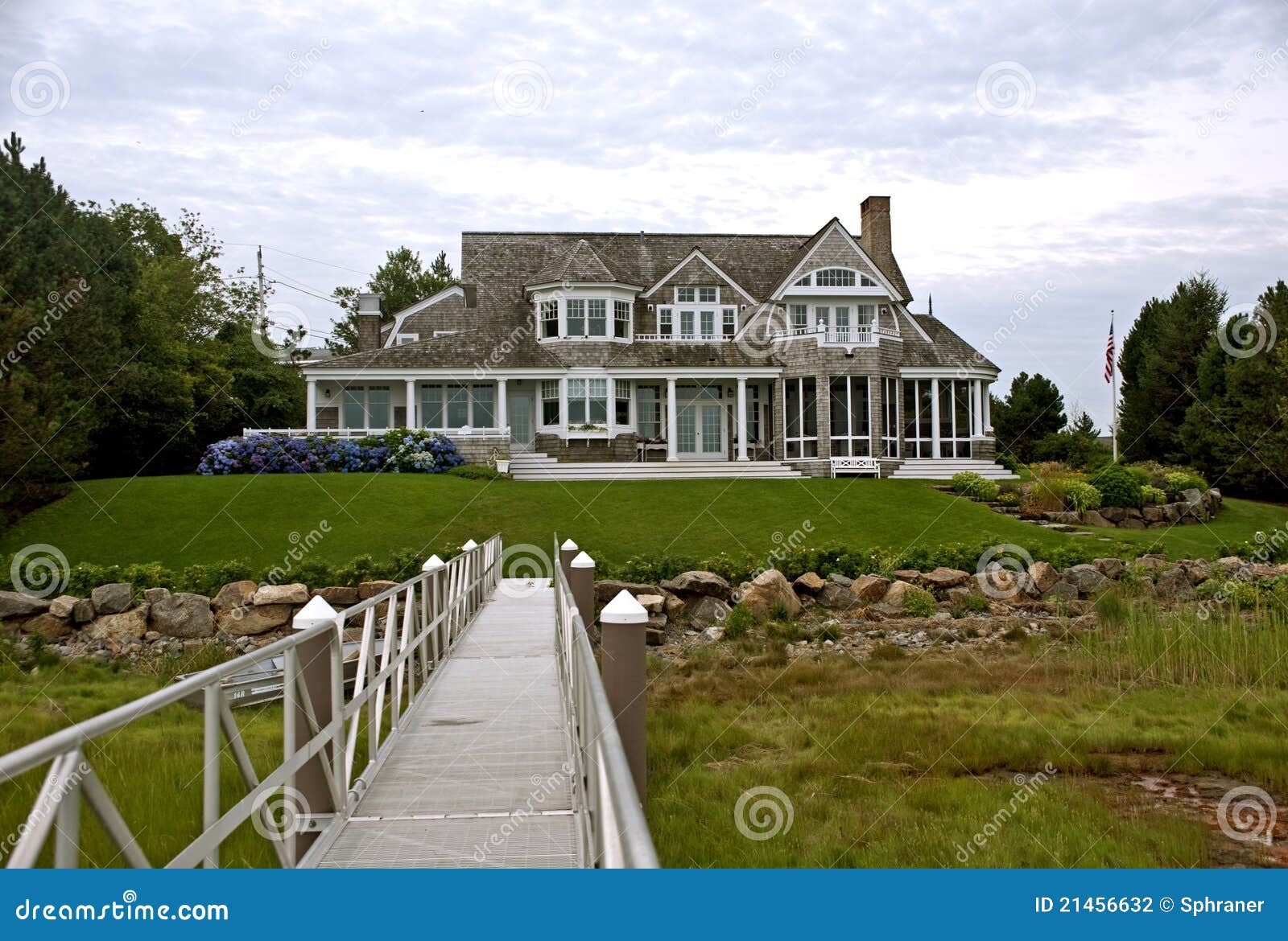 New England Style House Stock Photo Image Of Landscaped