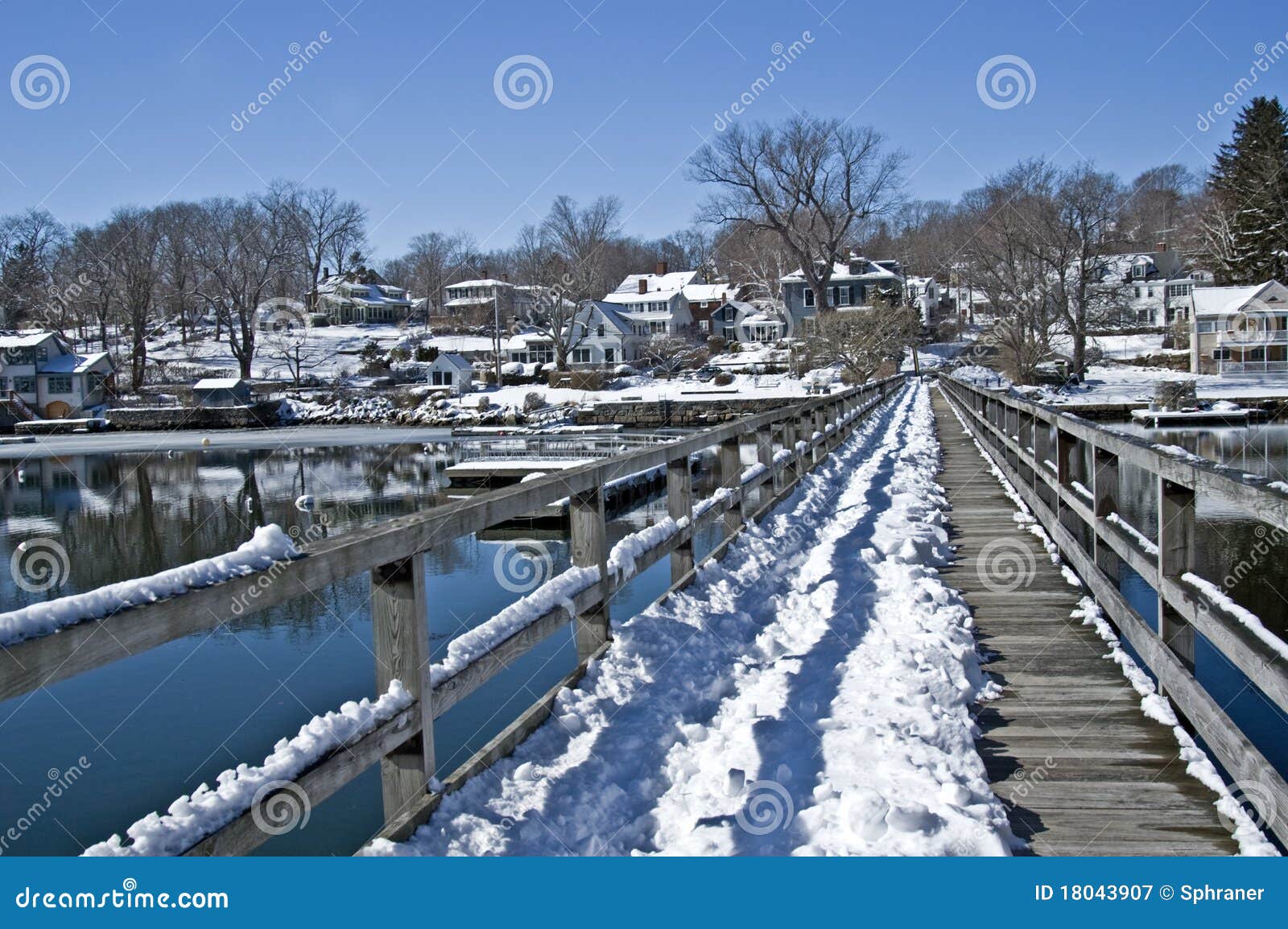 New England Winter stock image. Image of wood, bridge 18043907