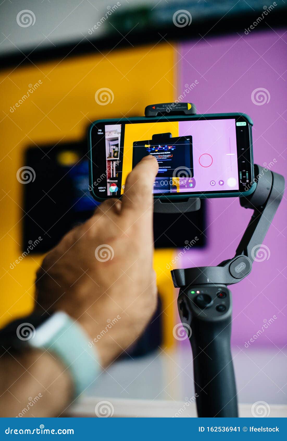 New facebook portal device with large screen vlogger filming setup