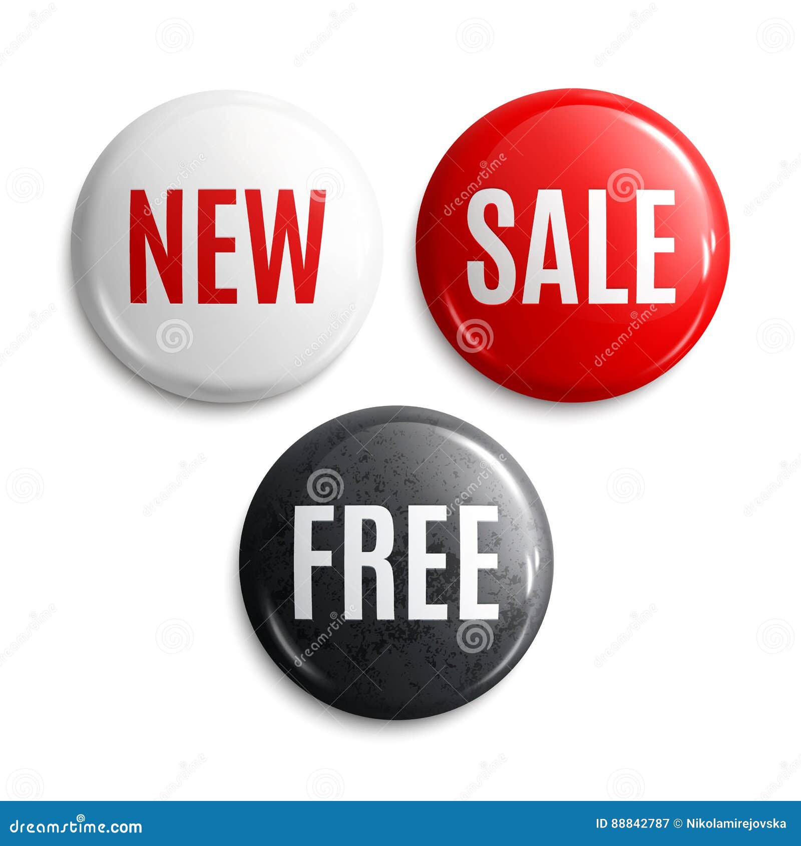 New Free Sale On Glossy Buttons Or Badges Product Promotions