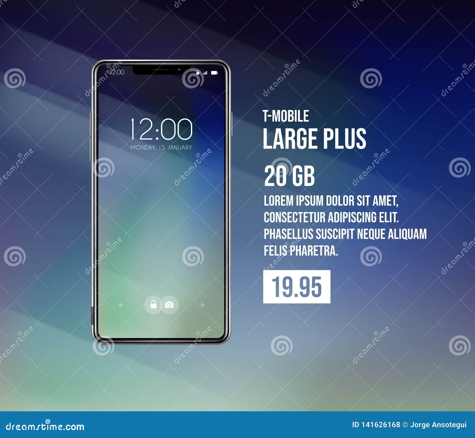 new front smartphone, phone plans concept prototype with advertisment background. mobile with background and hour screen. mockup