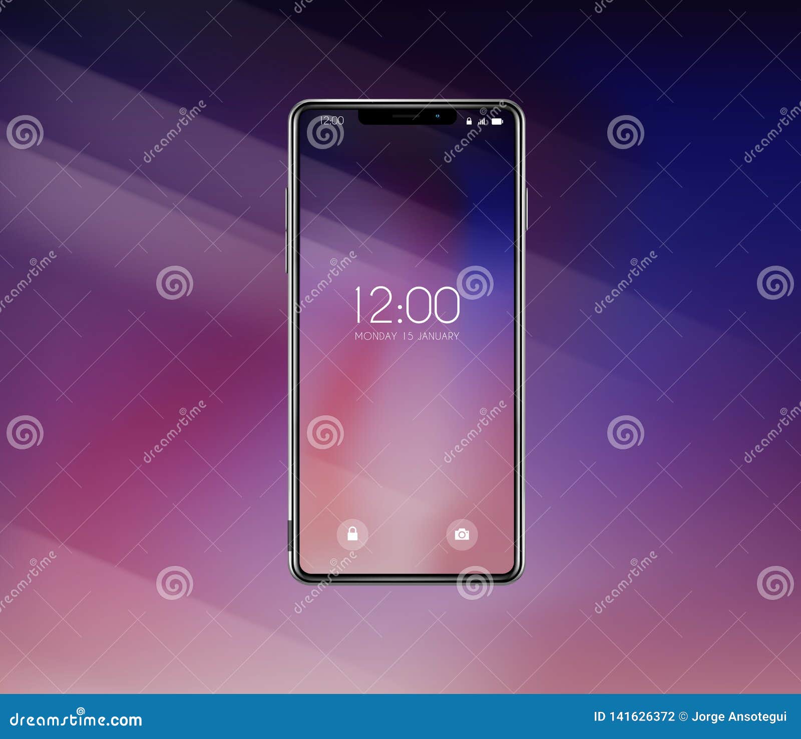 new front smartphone, phone prototype with advertisment background. mobile with background and hour screen. mockup model for add,