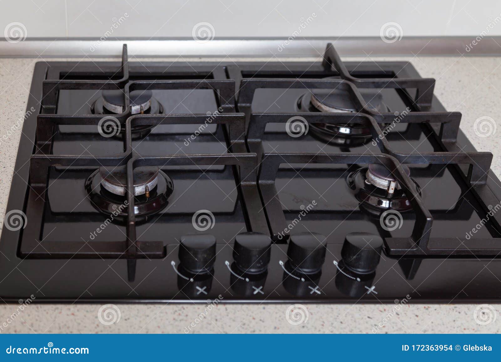 New Gas Stove in Modern Kitchen Stock Photo Image of view, household