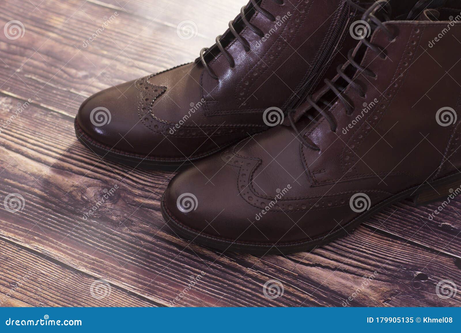 New Brown Leather Shoes With Laces On A Dark Background Stock Image Image Of Shoelaces Beautiful 179905135