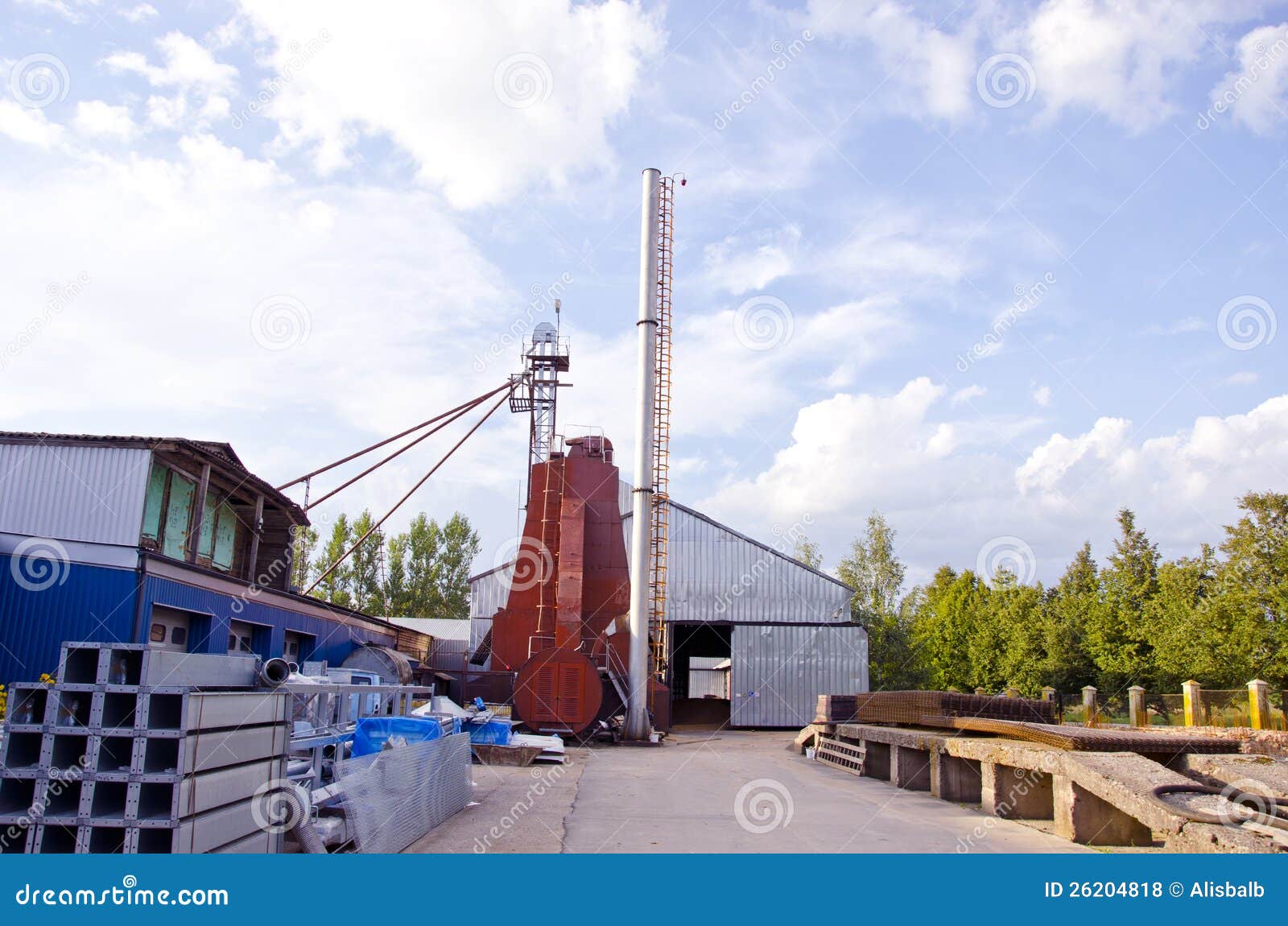 New grain dryer in farm stock photo. Image of country 26204818