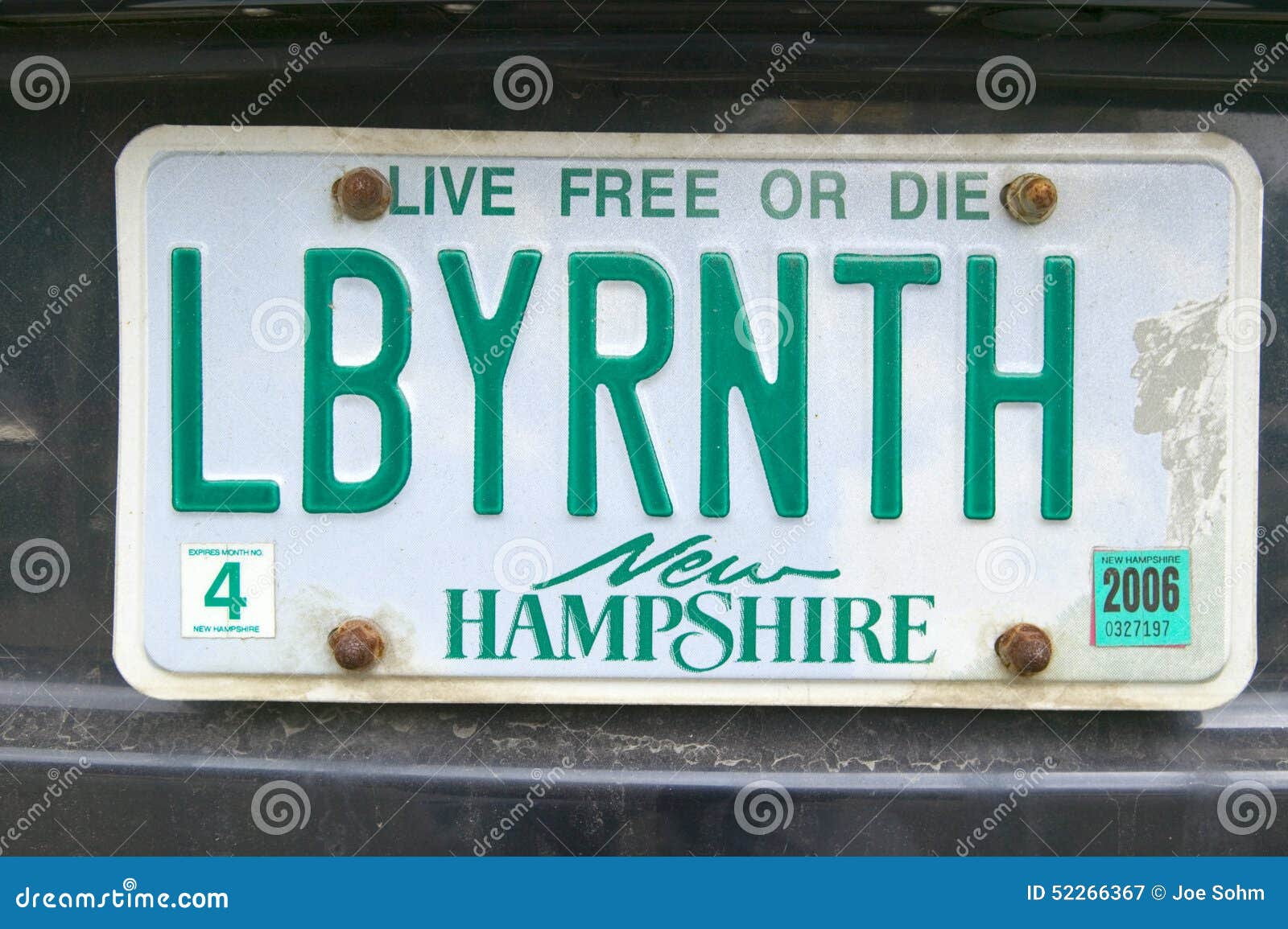A New Hampshire License Plate Reads LBYRNTH Editorial Photography