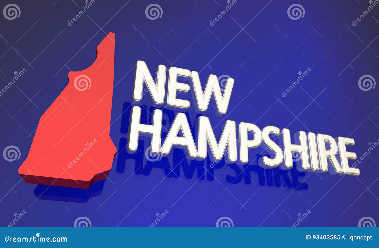 New Hampshire NH Red State Map Name Stock Illustration Illustration