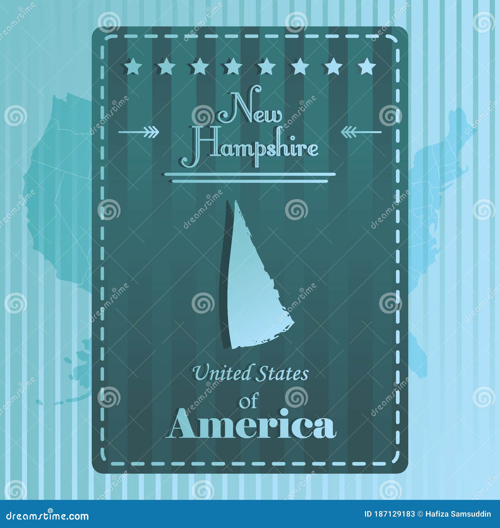 New Hampshire State Map Label. Vector Illustration Decorative Design