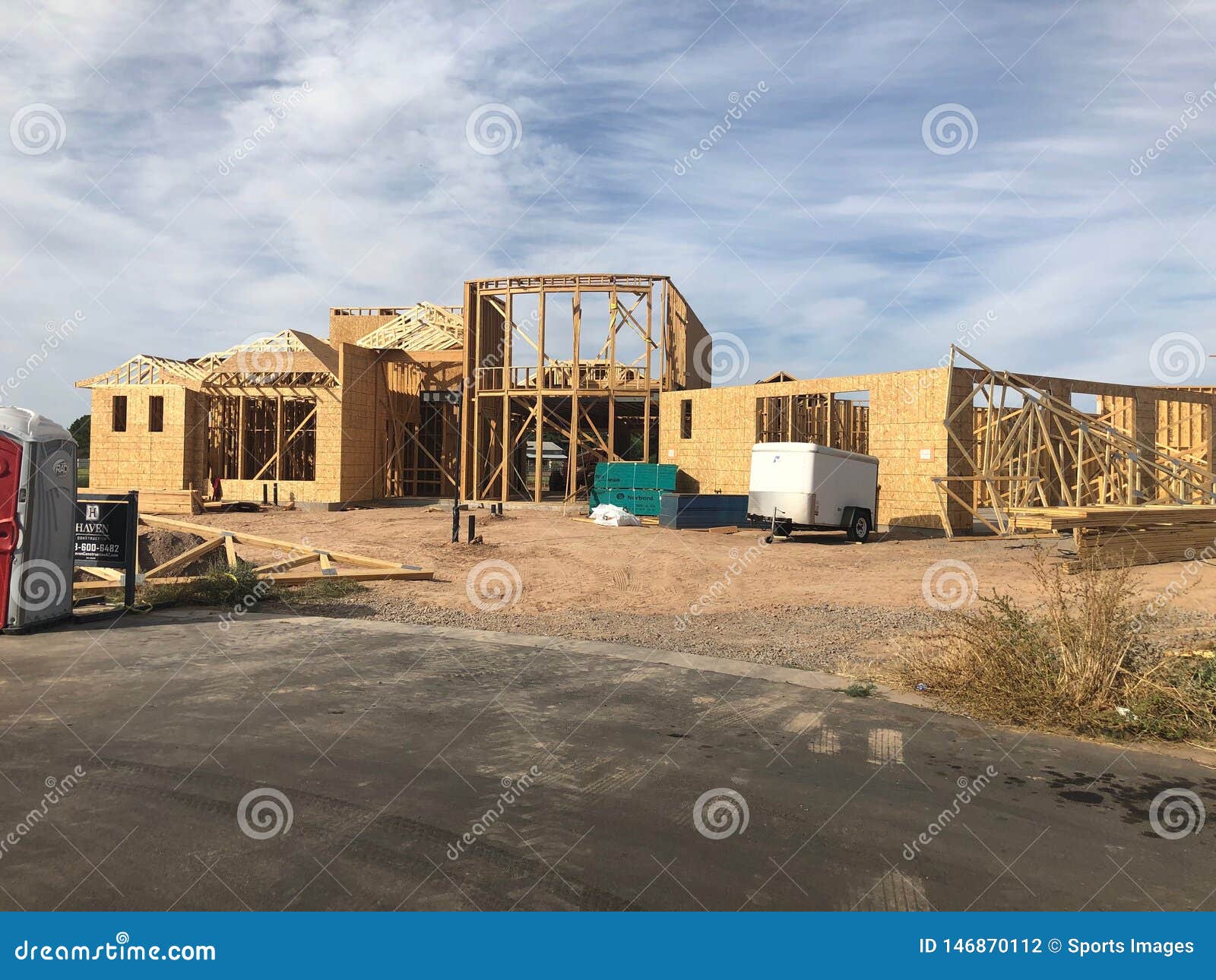 Construction of New Home in a Development. Editorial Photography