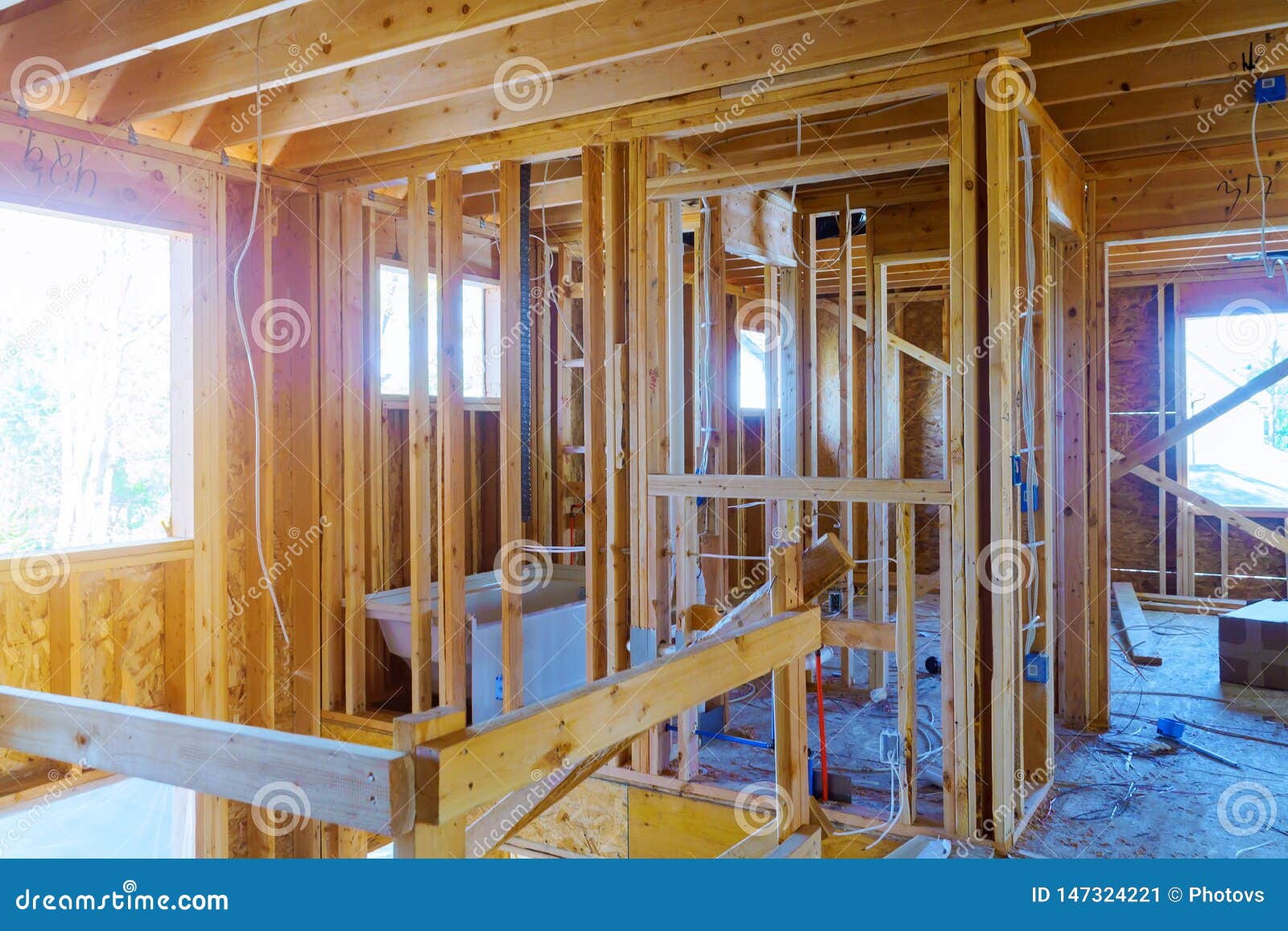 A New Home Under Construction Interior Inside House Frame