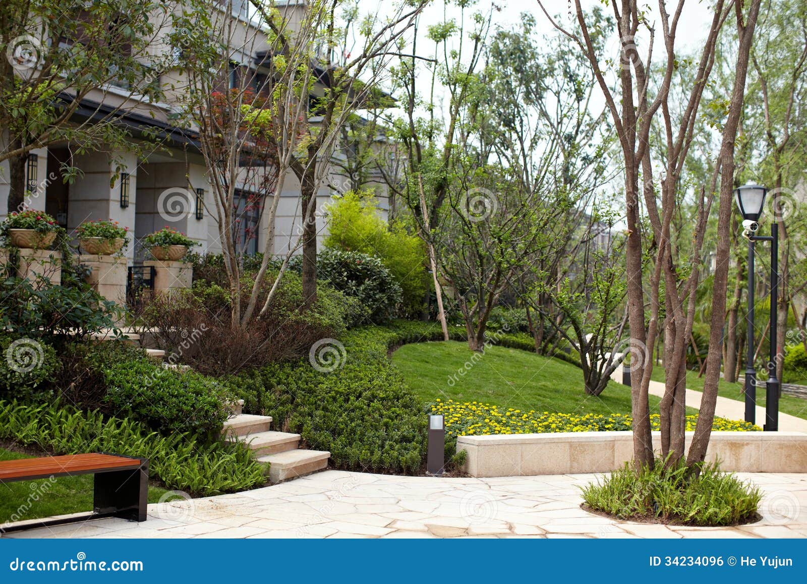 New house and garden stock photo. Image of nature, tree 34234096