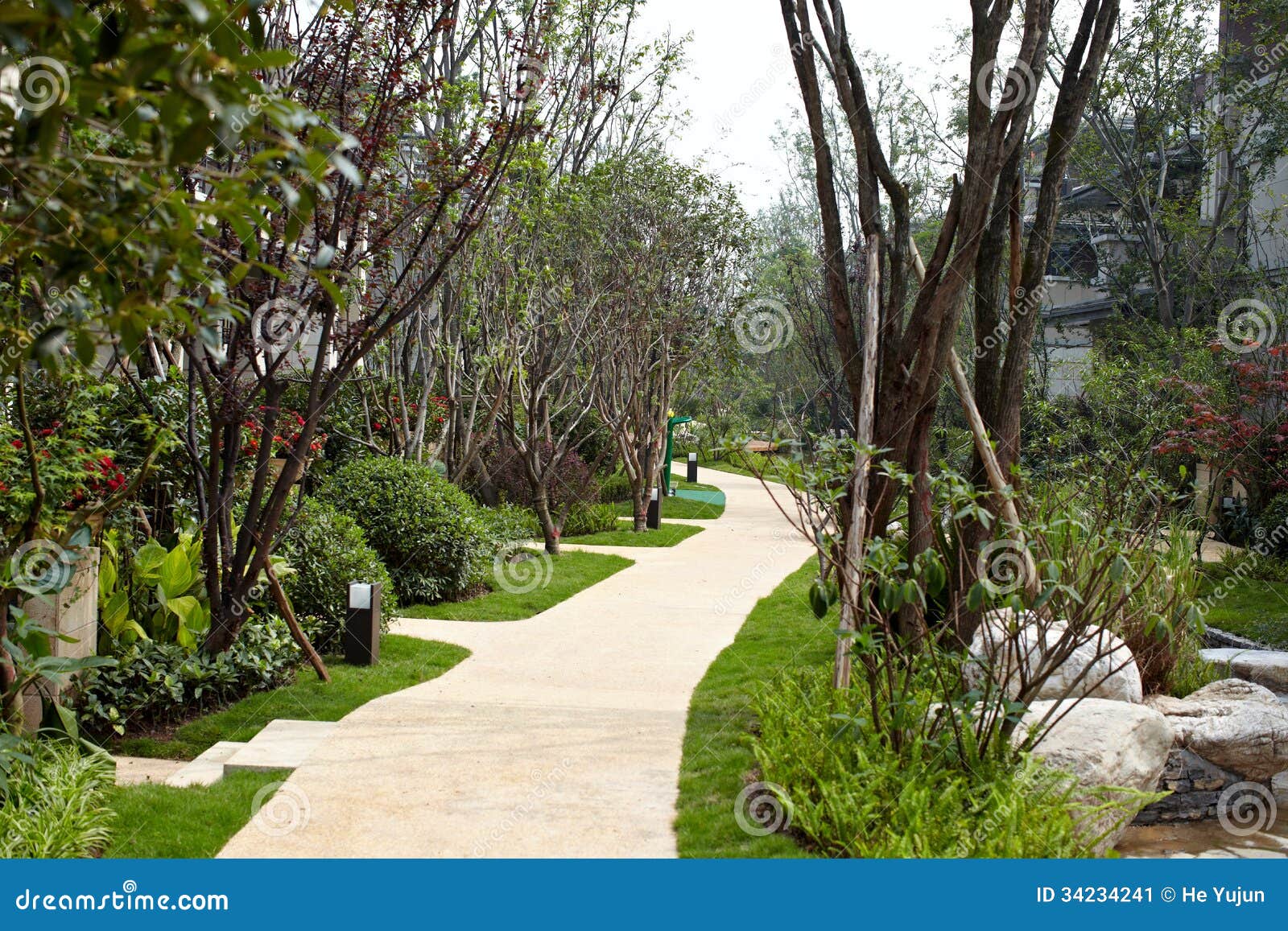 New house and garden stock image. Image of path, china 34234241
