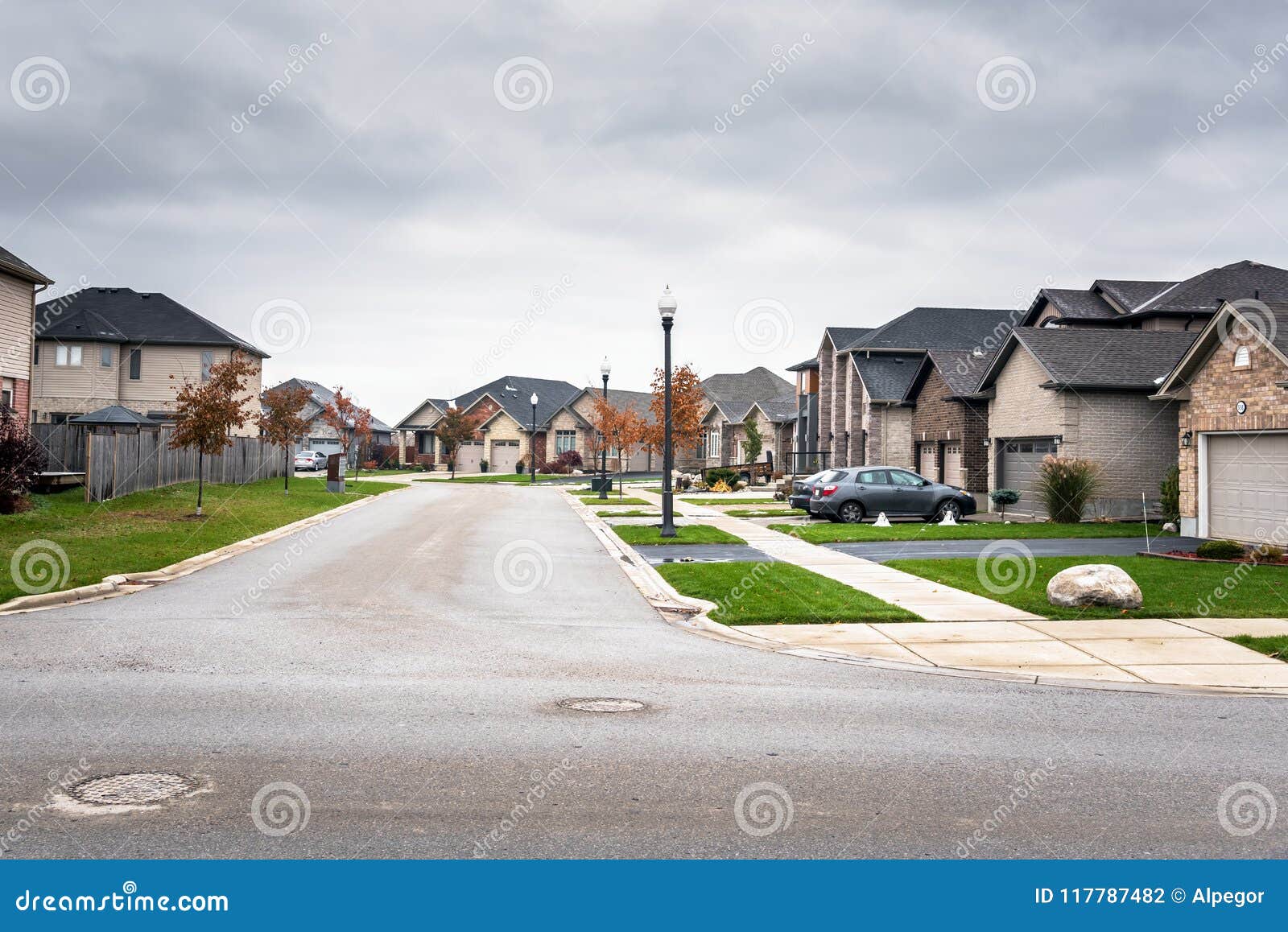 new houses along a street in a residential district