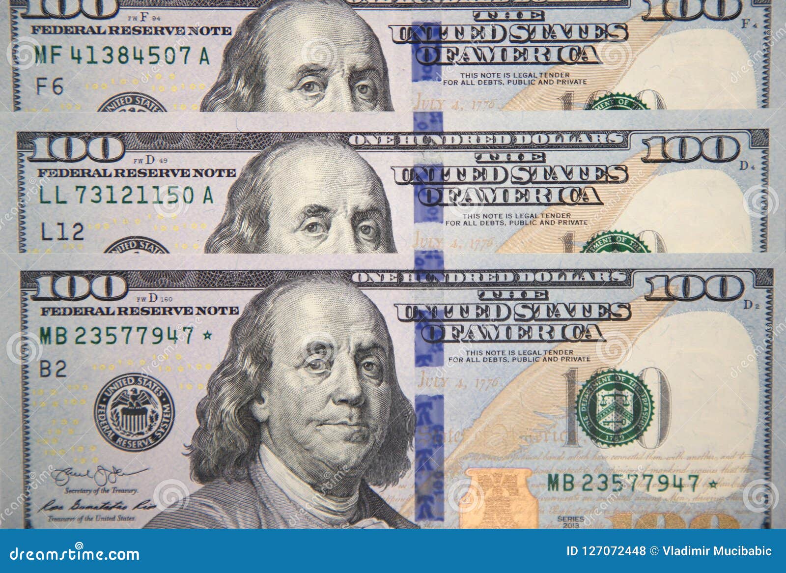 New Hundred Dollar Bill with Portrait of Franklin Stock Photo - Image ...