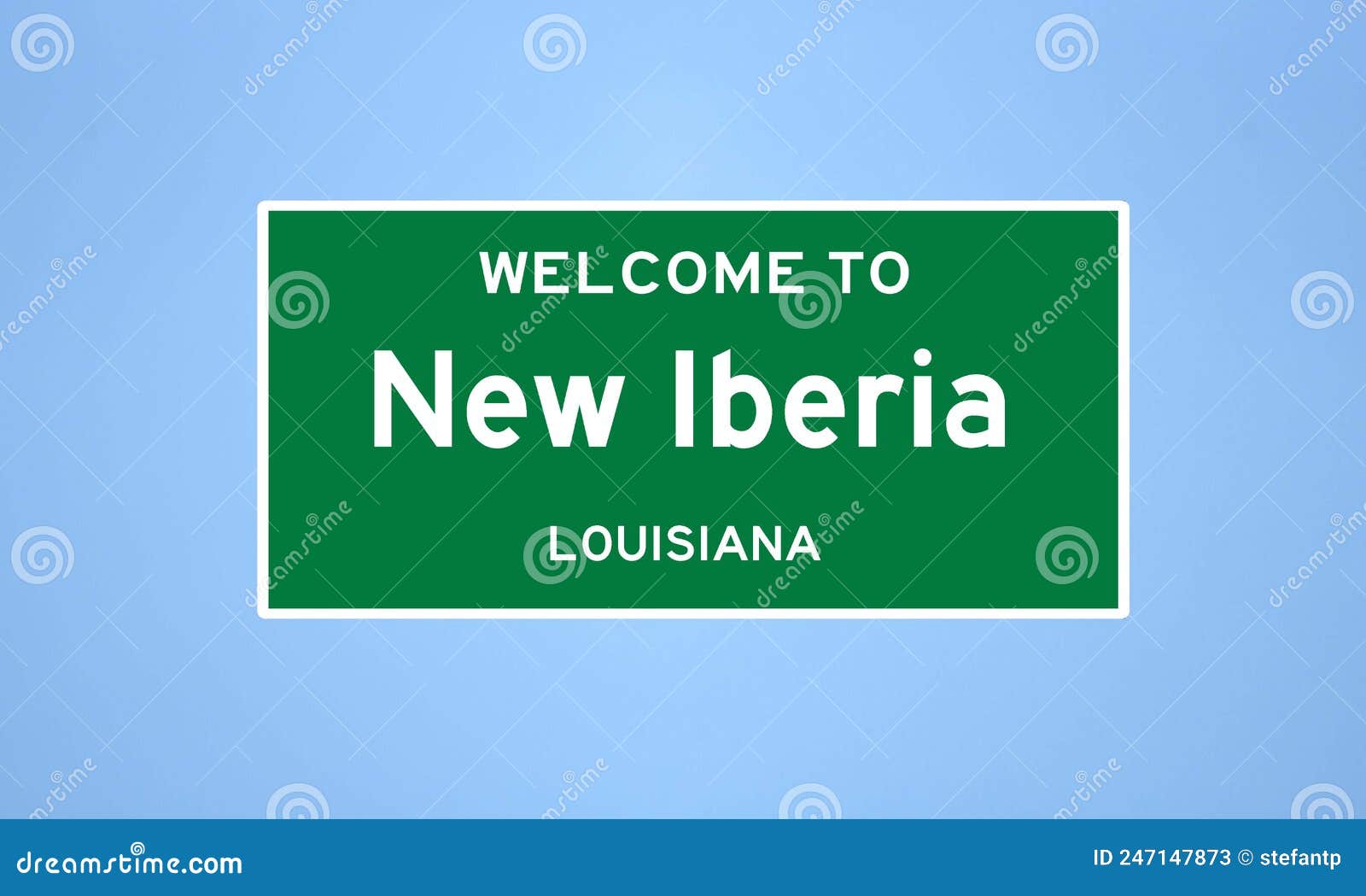 new iberia, louisiana city limit sign. town sign from the usa.