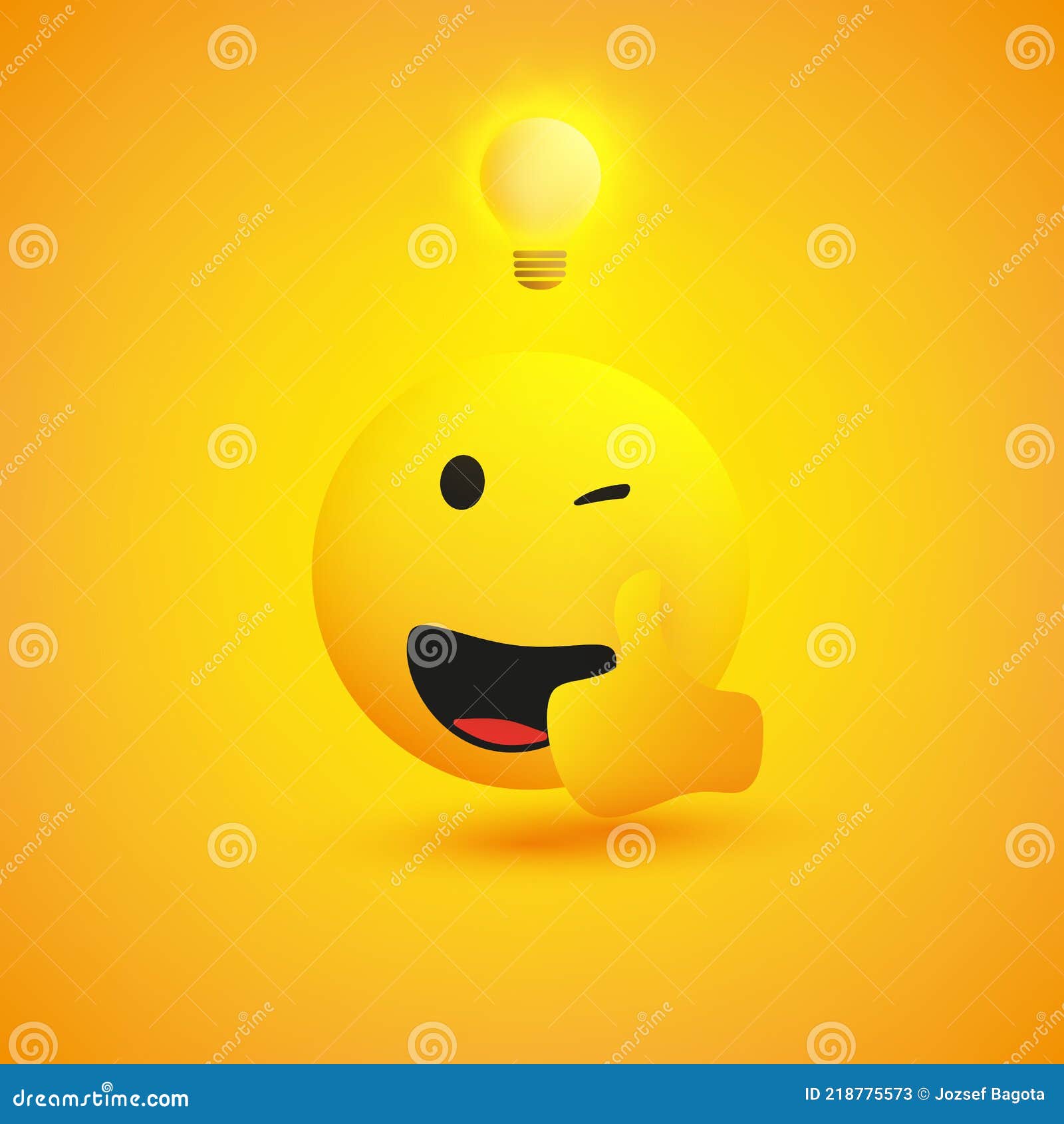 Bortset Gør alt med min kraft Indflydelse New Ideas - Smiling and Winking Emoji Showing Thumbs Up - Simple Shiny  Happy Emoticon with Light Bulb on Yellow Background Stock Vector -  Illustration of business, happy: 218775573