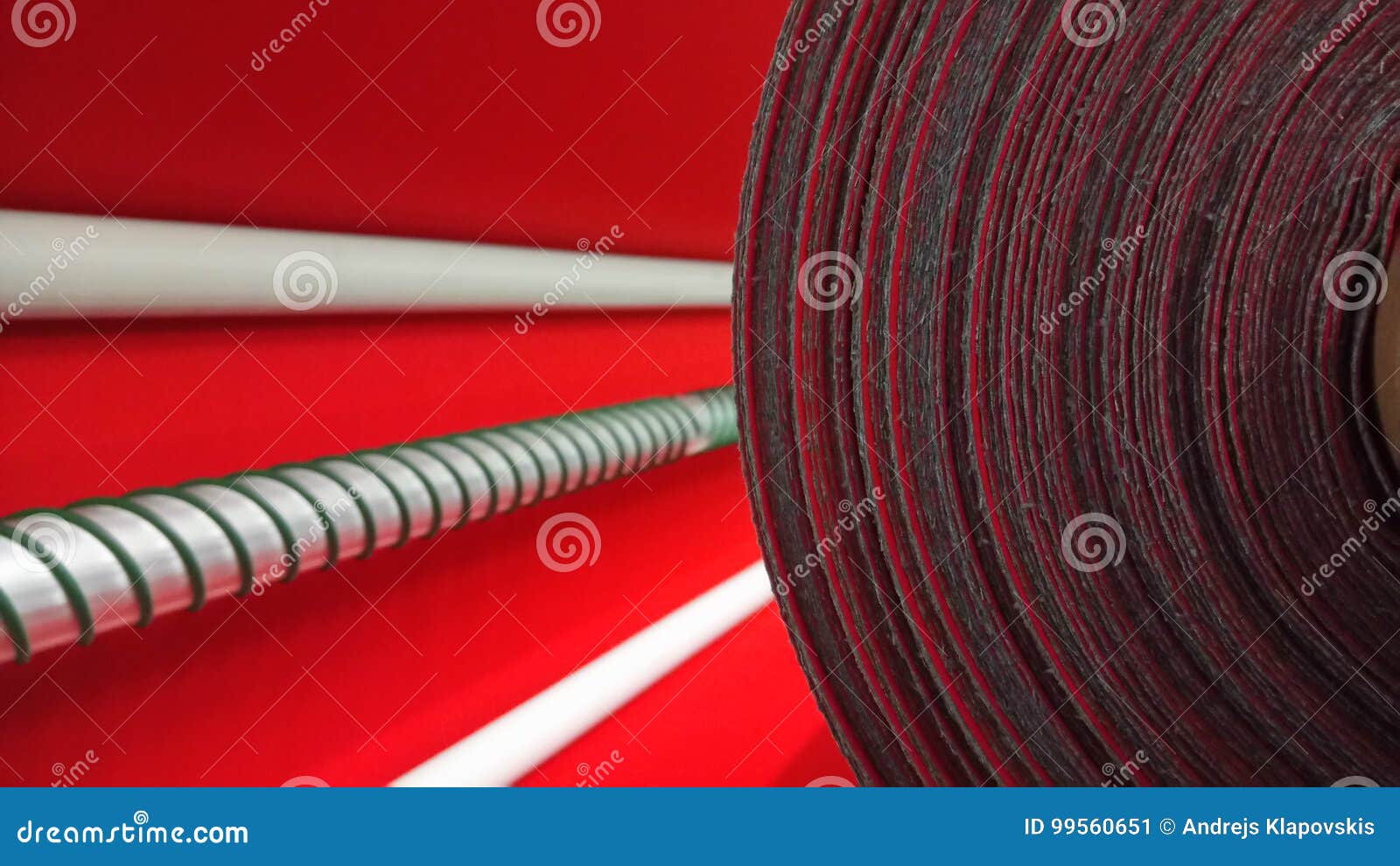 New Industrial Red Roll, Red Background. Concept: Material, Fabric