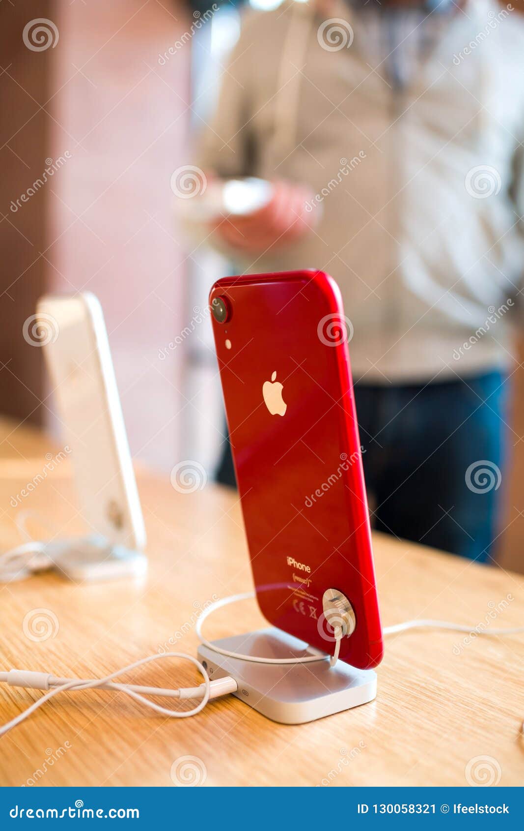 New IPhone Xr Telephone Smartphone Apple Logo on Red Phone Editorial ...