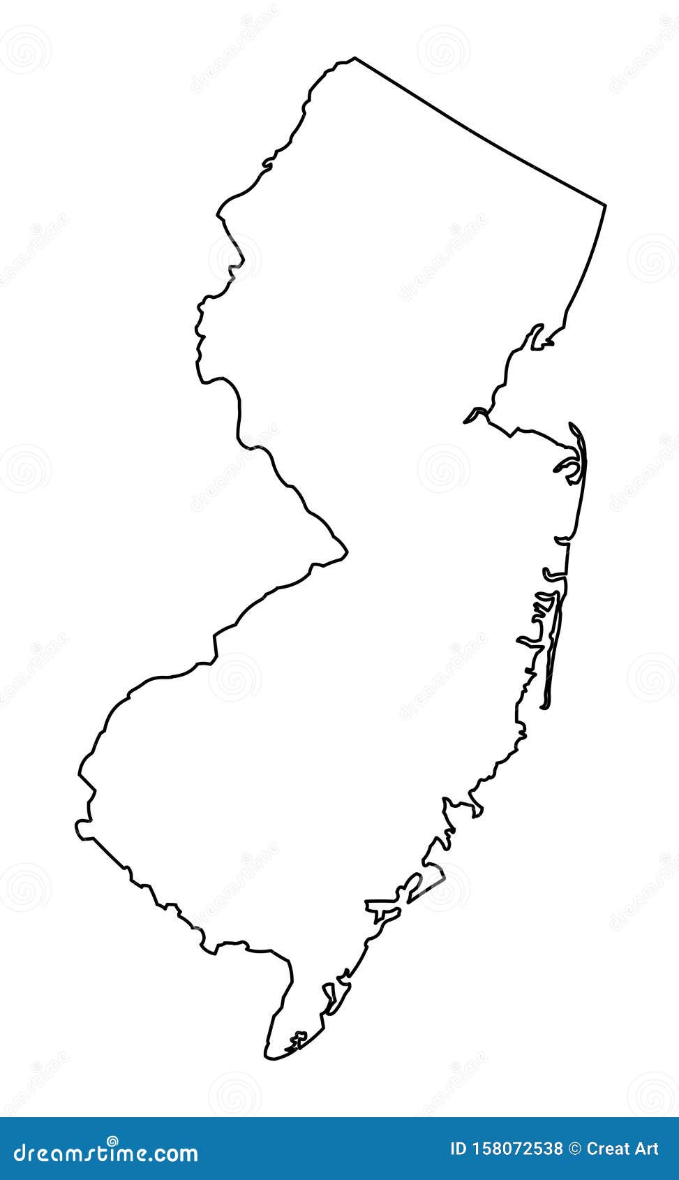 New Jersey Map Outline Vector Illustartion Stock Vector - Illustration ...