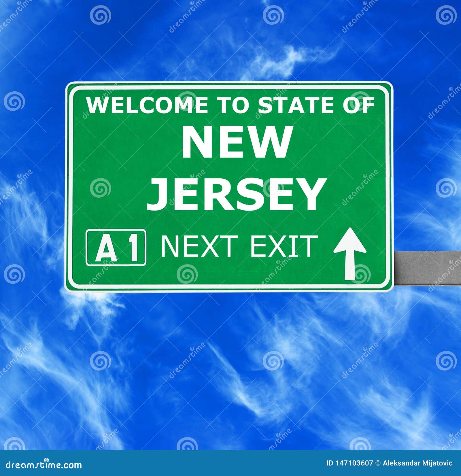 NEW JERSEY Road Sign Against Clear Blue Sky Stock Image Image of