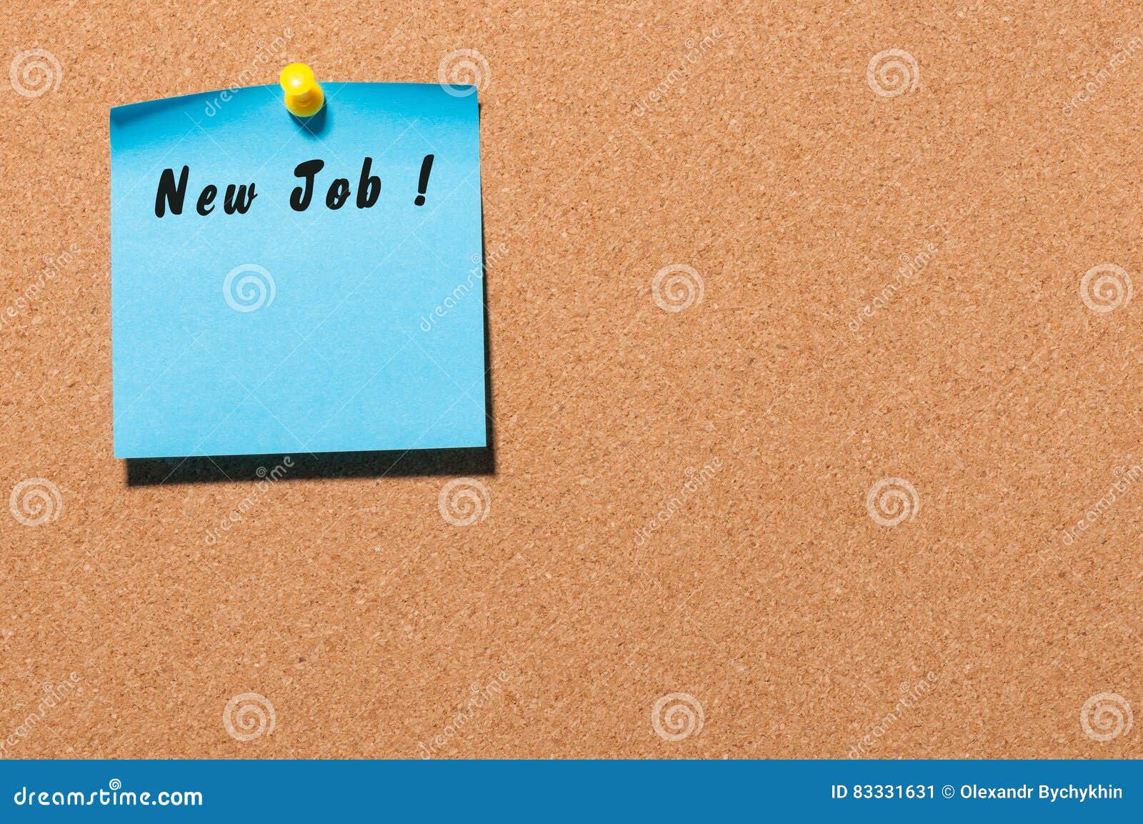 NEW JOB Adhesive Label Pinned on Bulletin Board Horizontal Image