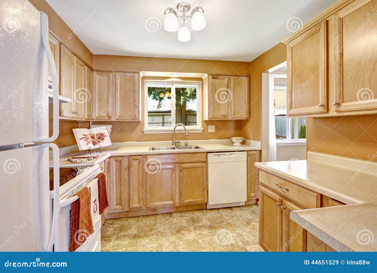 New Kitchen Cabinets With White Appliances Stock Image Image Of