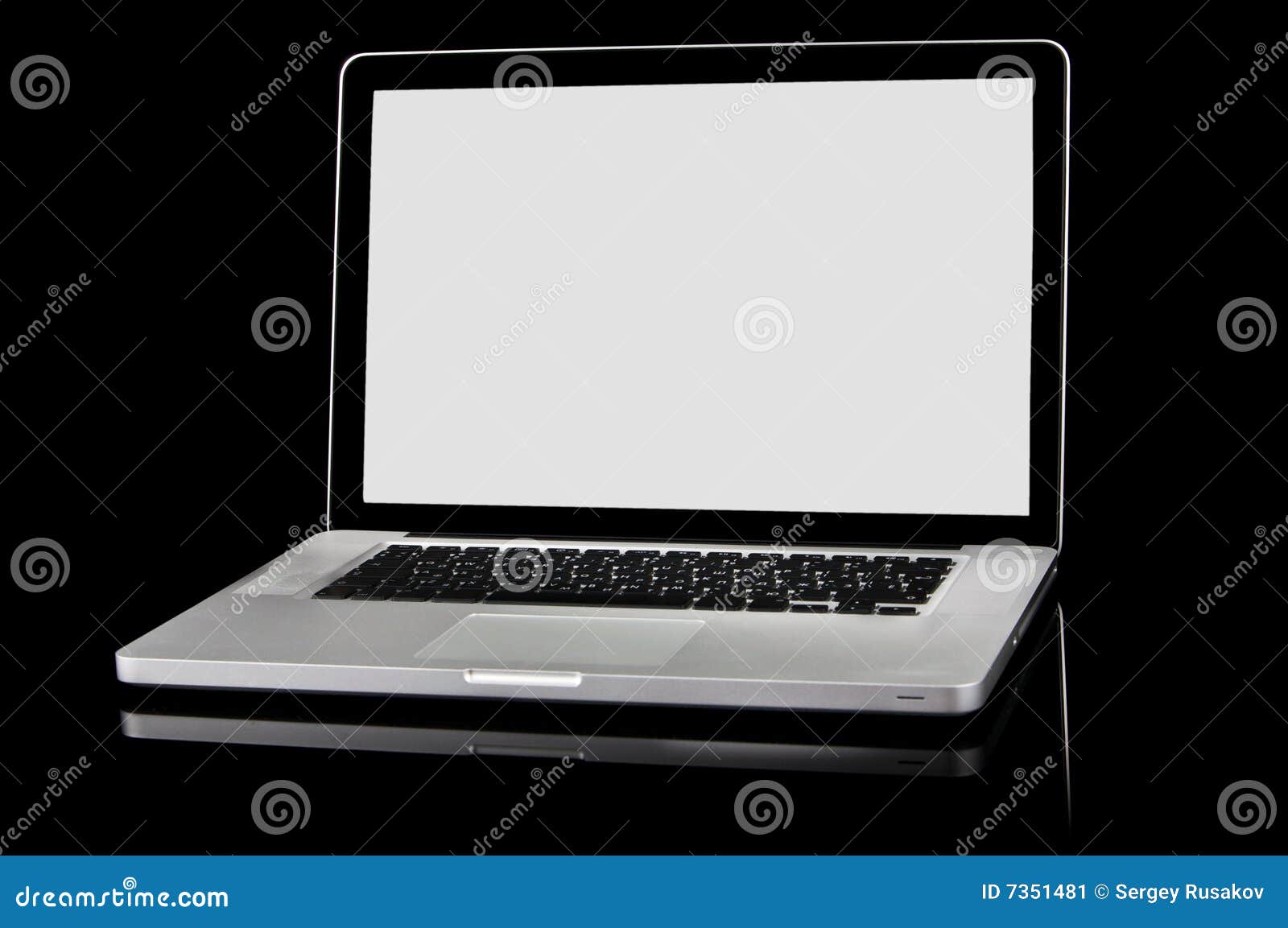 New Laptop with White Screen on a Black Background Stock Image - Image