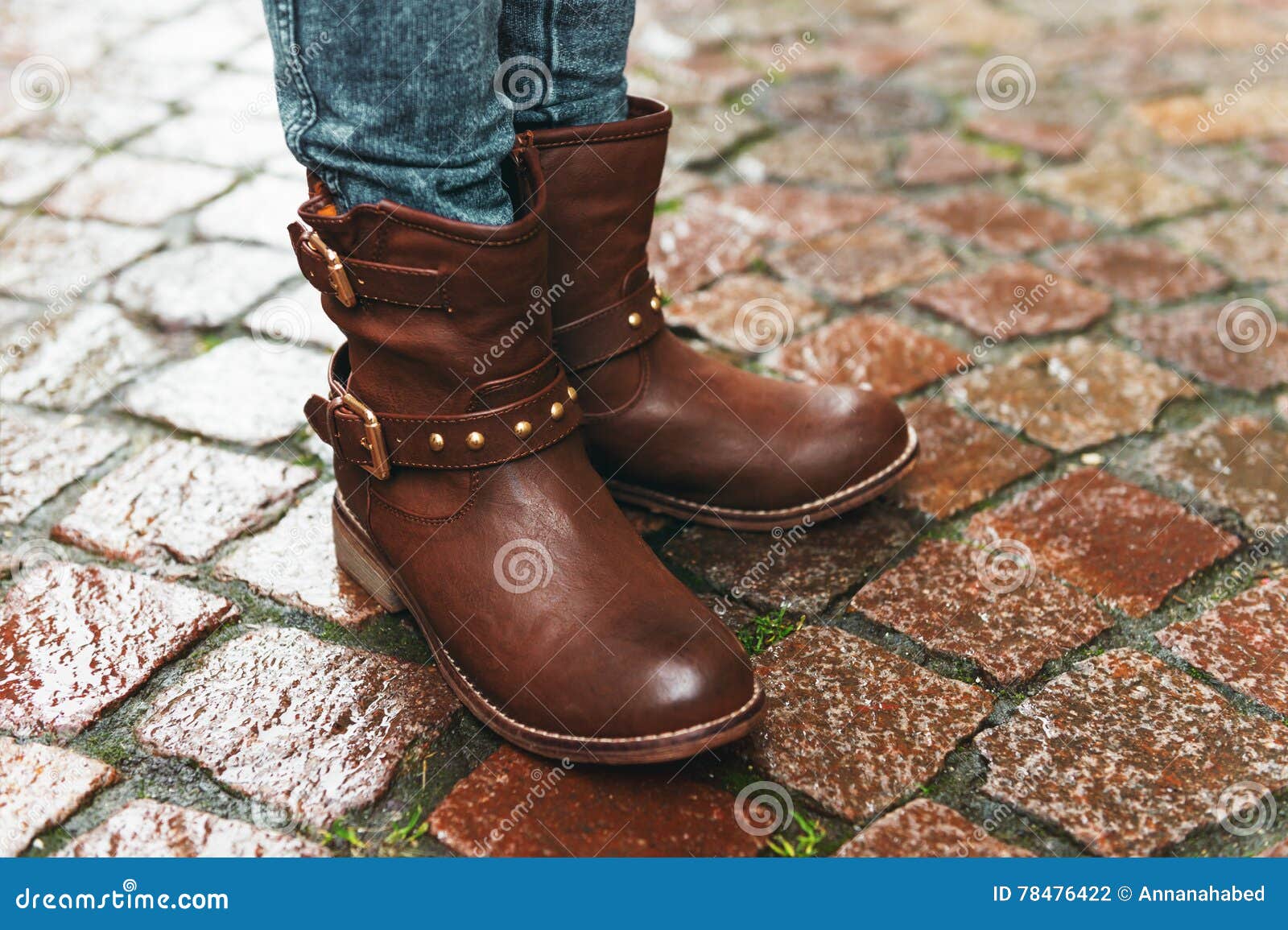 New Leather Boots on Child S Feet Stock Photo Image of model, filters