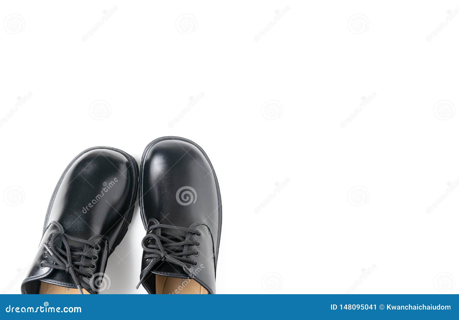 New Leather Student Shoes Isolated on White Stock Image - Image of foot ...