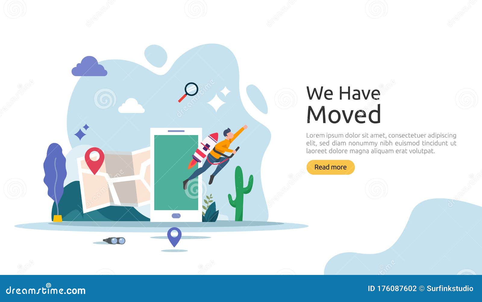 New Location Announcement Business or Change Office Address Concept. we  Have Moved Vector Illustration for Landing Page Template, Stock Vector -  Illustration of apartment, location: 176087602