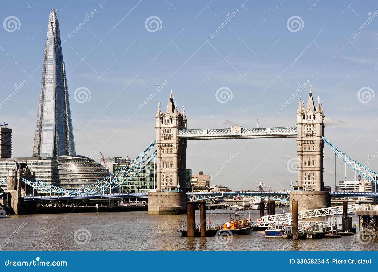 new london skyline with tower bridge and the new the shard. shot in 2013