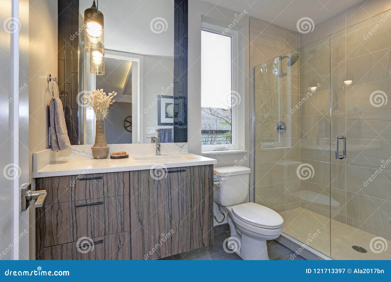 New Luxury Bathroom In Grey Tones Stock Image Image Of Idea